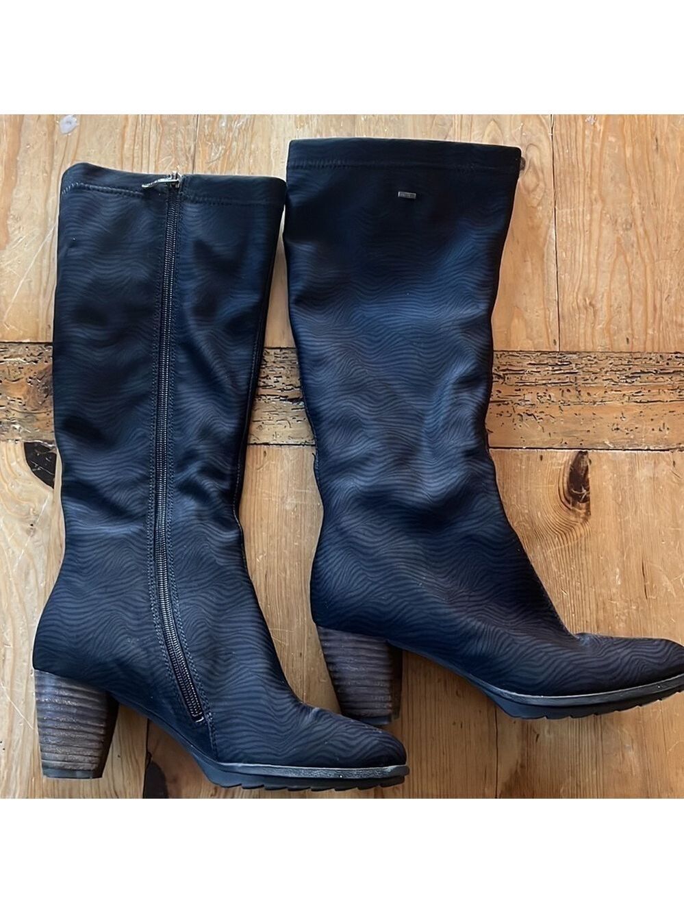 Ara luftpolster black gray gortex knee-high zip up city all weather boot 8